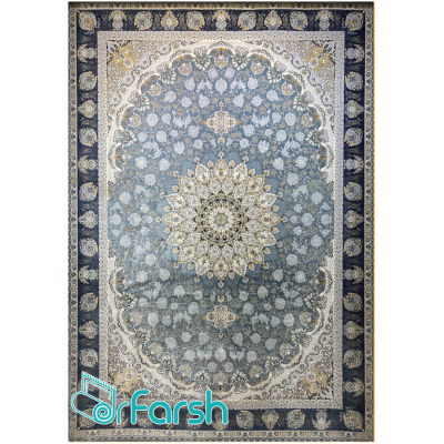 دکتر فرش - 1200 شانه میکرو اکریلیک - فرش 1200 شانه قیطران طرح الهه رنگ آبی روشن الهه؛ طرحی جدید از قیطران