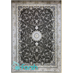 فرش 1200 شانه قیطران طرح شبنم رنگ زغالی