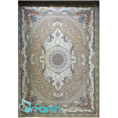 فرش 1500 شانه قیطران طرح زرین رنگ نسکافه ای