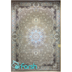 فرش 1500 شانه قیطران طرح آینور رنگ نسکافه ای