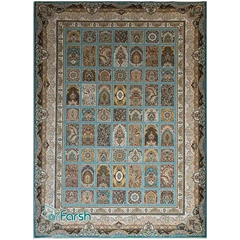 فرش 1500 شانه قیطران طرح مهرو رنگ آبی