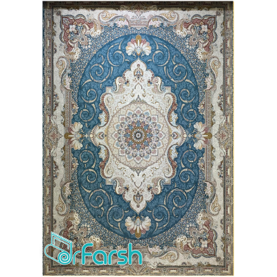 دکتر فرش - فرش 1500 شانه - فرش 1500 شانه قیطران طرح زرین رنگ آبی زرین؛ طرحی جدید از قیطران