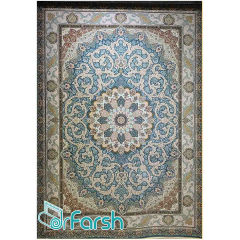 فرش 1500 شانه قیطران طرح آزیتا رنگ آبی