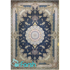 فرش 1500 شانه قیطران طرح ساناز رنگ سرمه ای