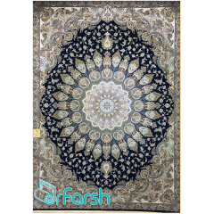 فرش 1500 شانه قیطران طرح پدیده رنگ سرمه ای