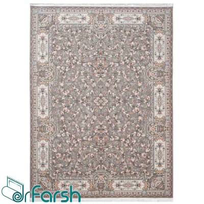 دکتر فرش - فرش 1200 شانه - فرش 1200 شانه زرین سیلک مدل 1430 رنگ نقره ای فرش زرین سیلک