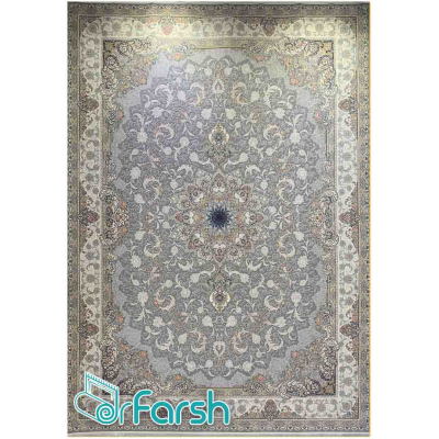 دکتر فرش - فرش 1200 شانه - فرش 1200 شانه زرین سیلک مدل 1414 رنگ نقره ای فرش زرین سیلک