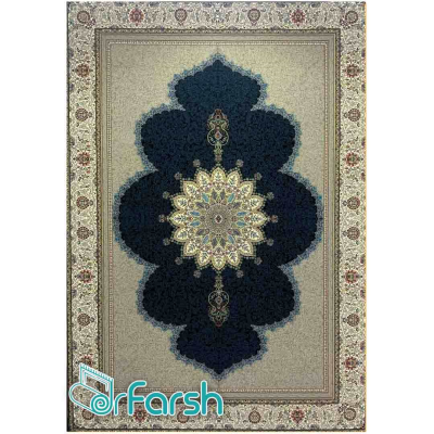دکتر فرش - فرش 700 شانه - فرش 700 شانه نگین فیروزه مدل آریا رنگ سرمه ای فرش آریا نگین فیروزه
