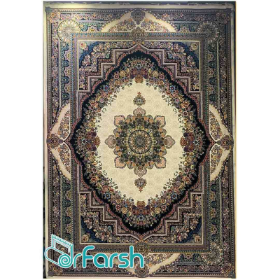 دکتر فرش - فرش 700 شانه - فرش 700 شانه نگین فیروزه مدل سحر رنگ کرم فرش سحر نگین فیروزه