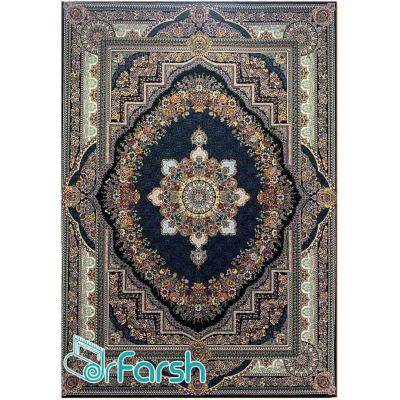دکتر فرش - فرش 700 شانه - فرش 700 شانه نگین فیروزه مدل سحر رنگ سرمه ای فرش سحر نگین فیروزه