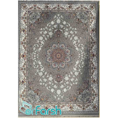 دکتر فرش - فرش 700 شانه - فرش 700 شانه نگین فیروزه مدل شقایق رنگ فیلی فرش شقایق نگین فیروزه