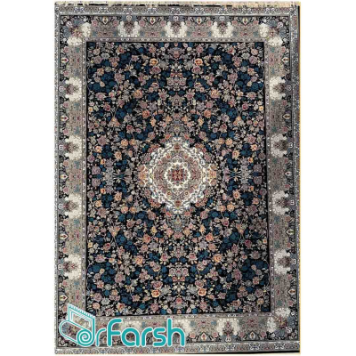 دکتر فرش - فرش 700 شانه - فرش 700 شانه نگین فیروزه مدل ارغوان رنگ سرمه ای فرش ارغوان نگین فیروزه