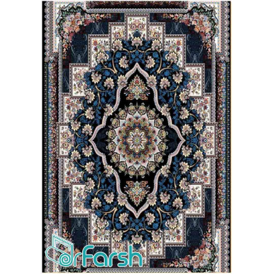 دکتر فرش - فرش 700 شانه - فرش 700 شانه نگین فیروزه مدل پریسا رنگ سرمه ای فرش پریسا نگین فیروزه