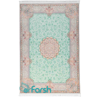 دکتر فرش - فرش ماشینی مدرن - فرش مدرن محتشم مدل 100415 رنگ سبز آبی فرش مدرن