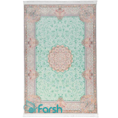 فرش مدرن محتشم مدل 100415 رنگ سبز آبی