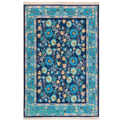 دکتر فرش - فرش ماشینی مدرن - فرش مدرن محتشم مدل 100424 رنگ آبی فرش مدرن