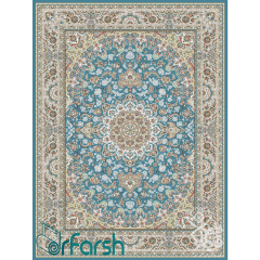 فرش 700 شانه قیطران طرح گلشن رنگ آبی نقره ای