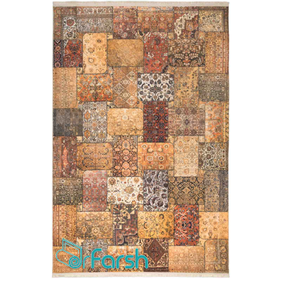 دکتر فرش - فرش چهل تکه - فرش چهل تکه محتشم مدل 100501 رنگ قهوه ای فرش چهل تکه