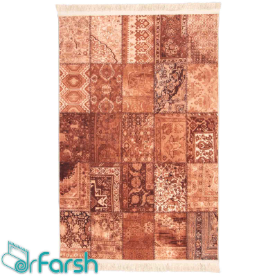 دکتر فرش - فرش چهل تکه - فرش چهل تکه محتشم مدل 100508 رنگ قهوه ای فرش چهل تکه
