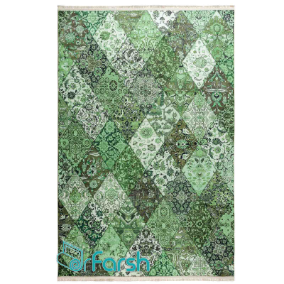 دکتر فرش - فرش چهل تکه - فرش چهل تکه محتشم مدل 100509 رنگ سبز فرش چهل تکه