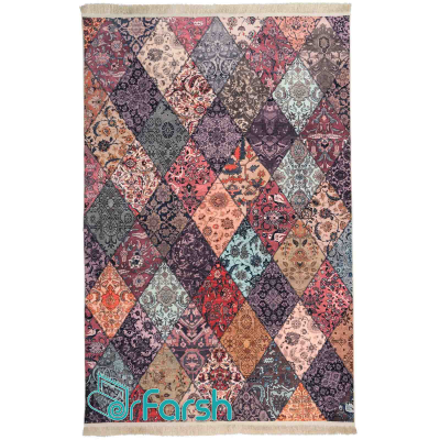 دکتر فرش - فرش چهل تکه - فرش چهل تکه محتشم مدل 100509 رنگ صورتی فرش چهل تکه