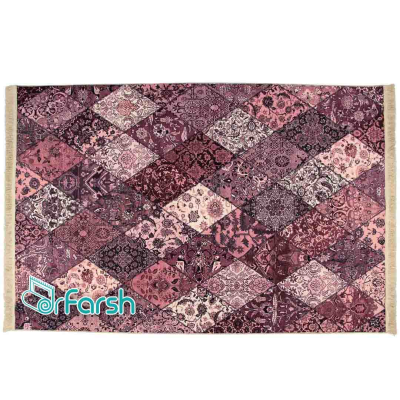 دکتر فرش - فرش چهل تکه - فرش چهل تکه محتشم مدل 100509 رنگ قرمز فرش چهل تکه