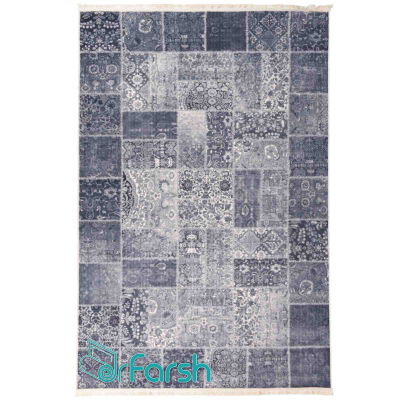 دکتر فرش - فرش چهل تکه - فرش چهل تکه محتشم مدل 100511 رنگ خاکستری فرش چهل تکه