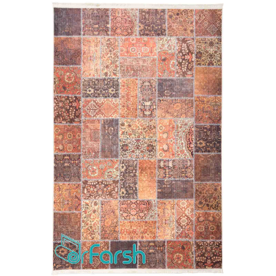 دکتر فرش - فرش چهل تکه - فرش چهل تکه محتشم مدل 100511 رنگ نارنجی فرش چهل تکه