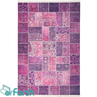 دکتر فرش - فرش چهل تکه - فرش چهل تکه محتشم مدل 100511 رنگ بنفش فرش چهل تکه
