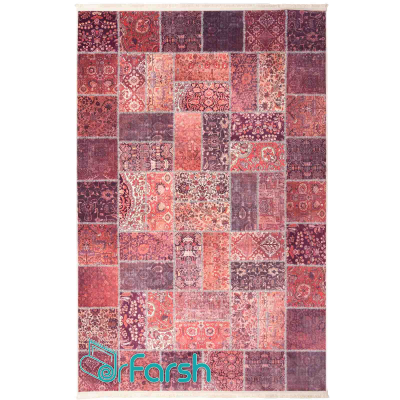 دکتر فرش - فرش چهل تکه - فرش چهل تکه محتشم مدل 100511 رنگ قرمز فرش چهل تکه