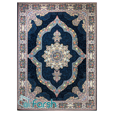 دکتر فرش - فرش 700 شانه - فرش 700 شانه نگین فیروزه مدل کارینا رنگ سرمه ای کارینا؛ فرش نگین فیروزه