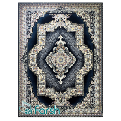 دکتر فرش - فرش 700 شانه - فرش 700 شانه نگین فیروزه مدل چشمه رنگ سرمه ای چشمه؛ فرش نگین فیروزه