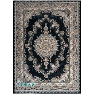 دکتر فرش - فرش 1500 شانه - فرش 1500 شانه قیطران طرح پریچهر رنگ سرمه ای + ارسال رایگان + خرید اقساطی | دکترفرش