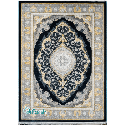 دکتر فرش - فرش 1200 شانه - فرش 1200 شانه قیطران طرح غزال رنگ سرمه ای + ارسال رایگان + امکان خرید اقساطی | دکترفرش