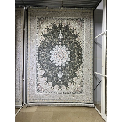 دکتر فرش - فرش 1200 شانه - فرش 1200 شانه قیطران طرح پوران رنگ تیتانیومی + ارسال رایگان + امکان خرید اقساطی | دکترفرش