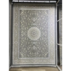 فرش 1200 شانه قیطران طرح غنچه رنگ طوسی