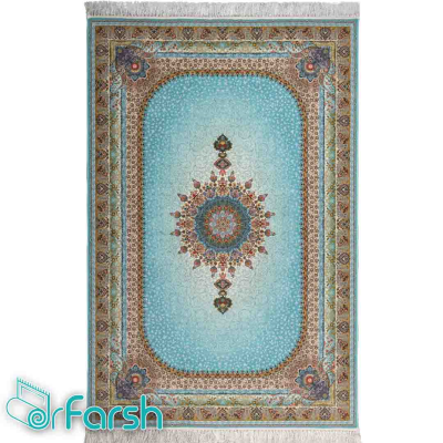 دکتر فرش - فرش اصیل - فرش اصیل محتشم مدل 100902 رنگ فیروزه ای فرش اصیل