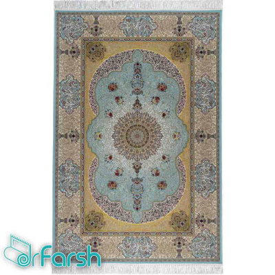 دکتر فرش - فرش اصیل - فرش اصیل محتشم مدل 100908 رنگ فیروزه ای فرش اصیل