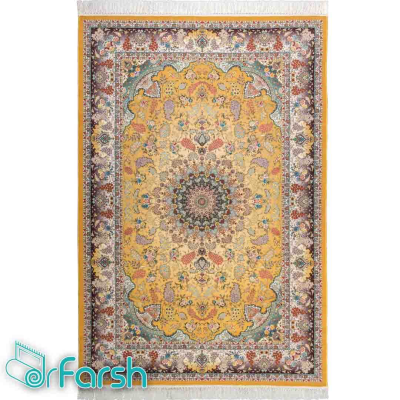 دکتر فرش - فرش اصیل - فرش اصیل محتشم مدل 100910 رنگ خردلی فرش اصیل