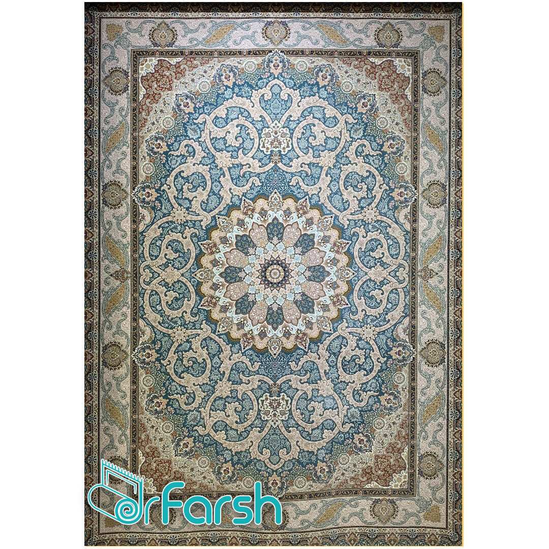 فرش 1500 شانه قطران طرح آزیتا رنگ آبی